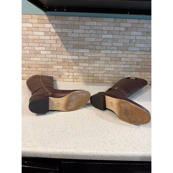 Michael Kors Stockard MK Logo Riding Knee Tall Boots DARK COFFEE size 9 - Picture 6 of 6